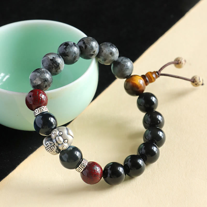 Black Onyx Fu Character Protection Bracelet