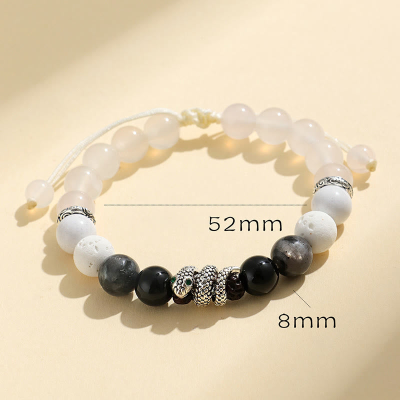 Black Onyx Glitter Stone Snake Protection Bracelet 2025