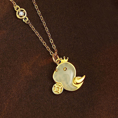 925 Sterling Silver Hetian Jade and Red Agate Snake Pendant Necklace