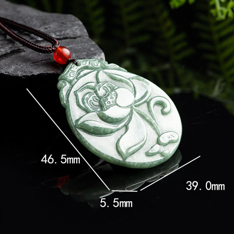 Round Jade Lotus Necklace | Abundance & Prosperity Talisman