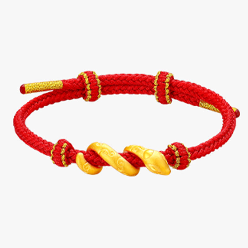 999 Gold & Red String Snake Protection Bracelet