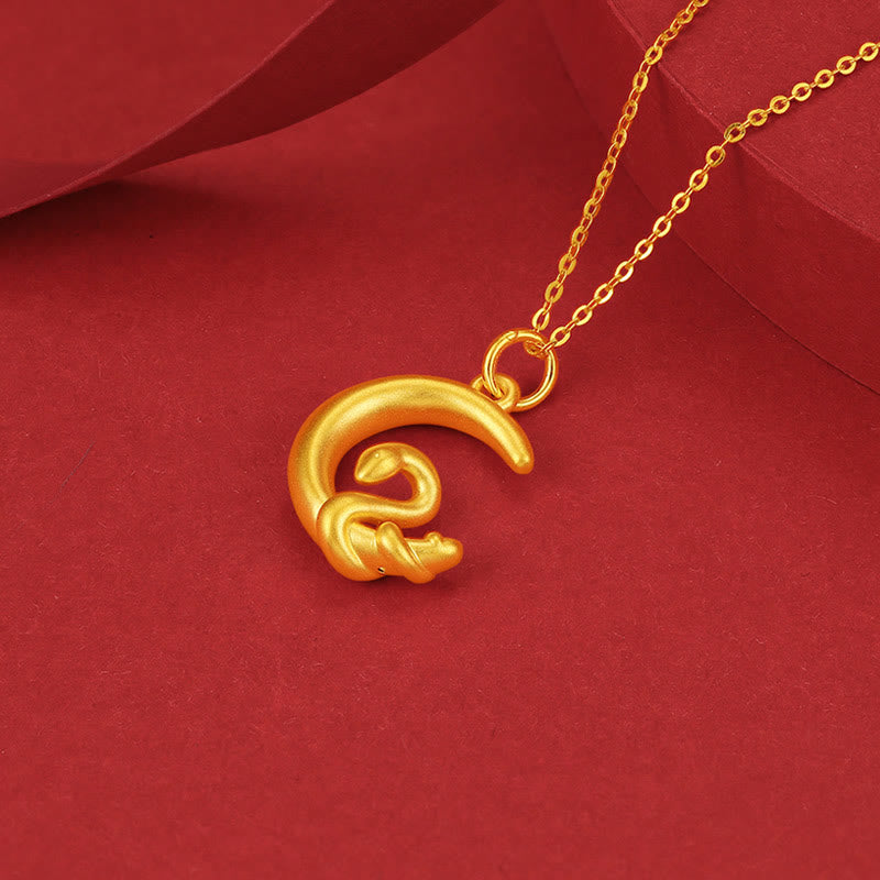 999 Gold Moon Year of the Snake Luck Necklace