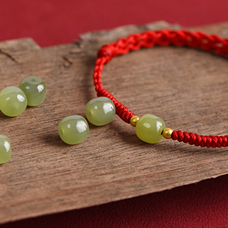 Dark Red Hetian Jade 999 Gold Protection Bracelet Anklet