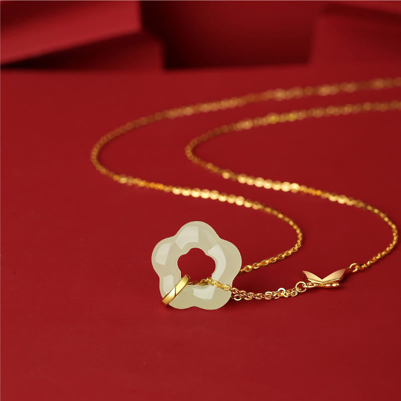 Hetian Jade Butterfly Sterling Silver Necklace
