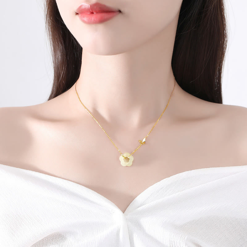 Hetian Jade Butterfly Sterling Silver Necklace