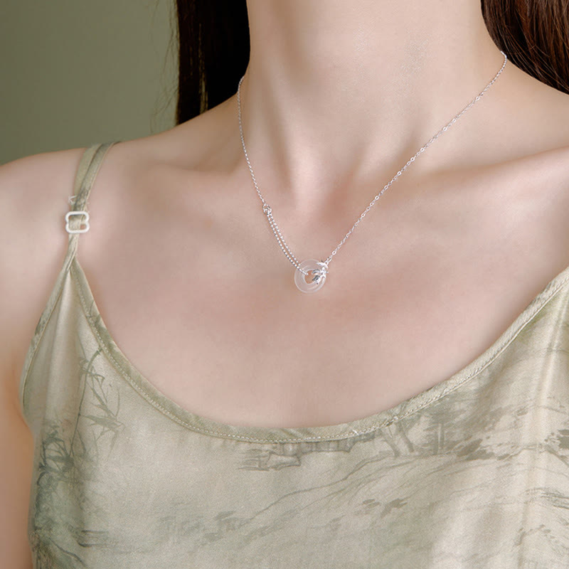 925 Sterling Silver Tulip Chalcedony Peace Buckle Necklace
