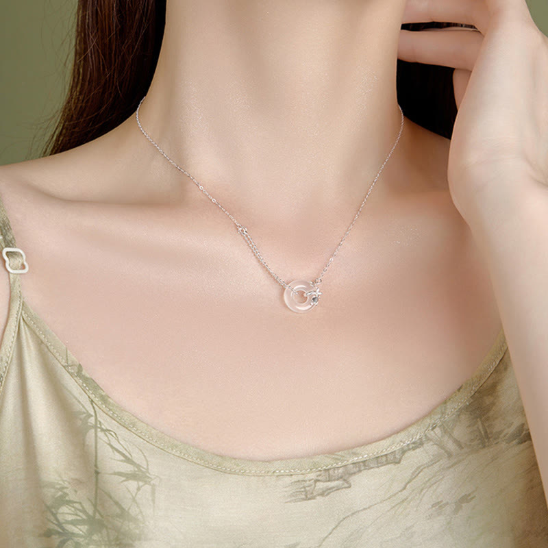 925 Sterling Silver Tulip Chalcedony Peace Buckle Necklace