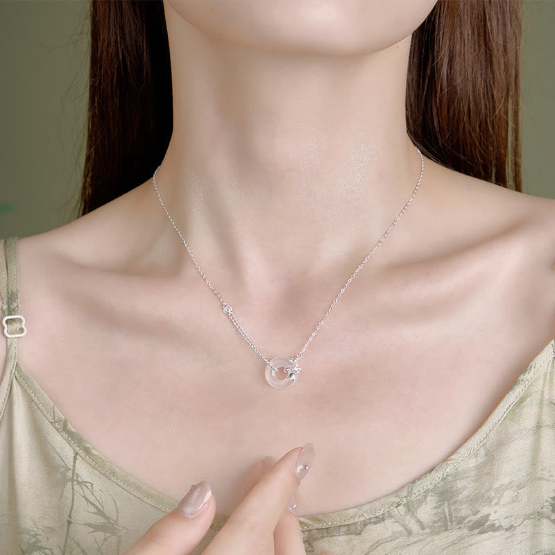 925 Sterling Silver Tulip Chalcedony Peace Buckle Necklace