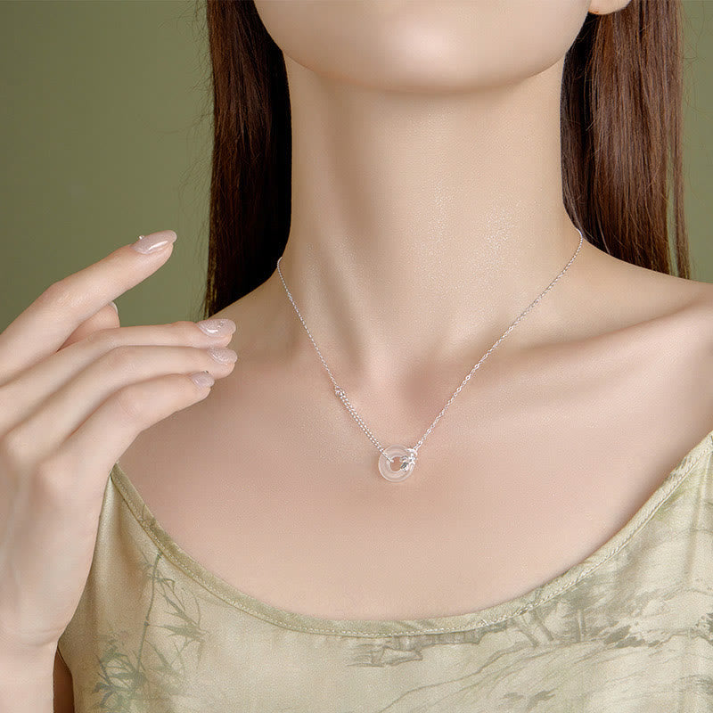 925 Sterling Silver Tulip Chalcedony Peace Buckle Necklace