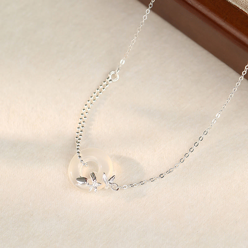 925 Sterling Silver Tulip Chalcedony Peace Buckle Necklace