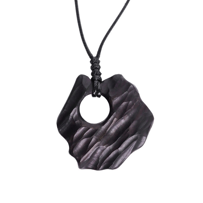 Ebony Wood Spiritual Necklace with Hollow Balance Pendant