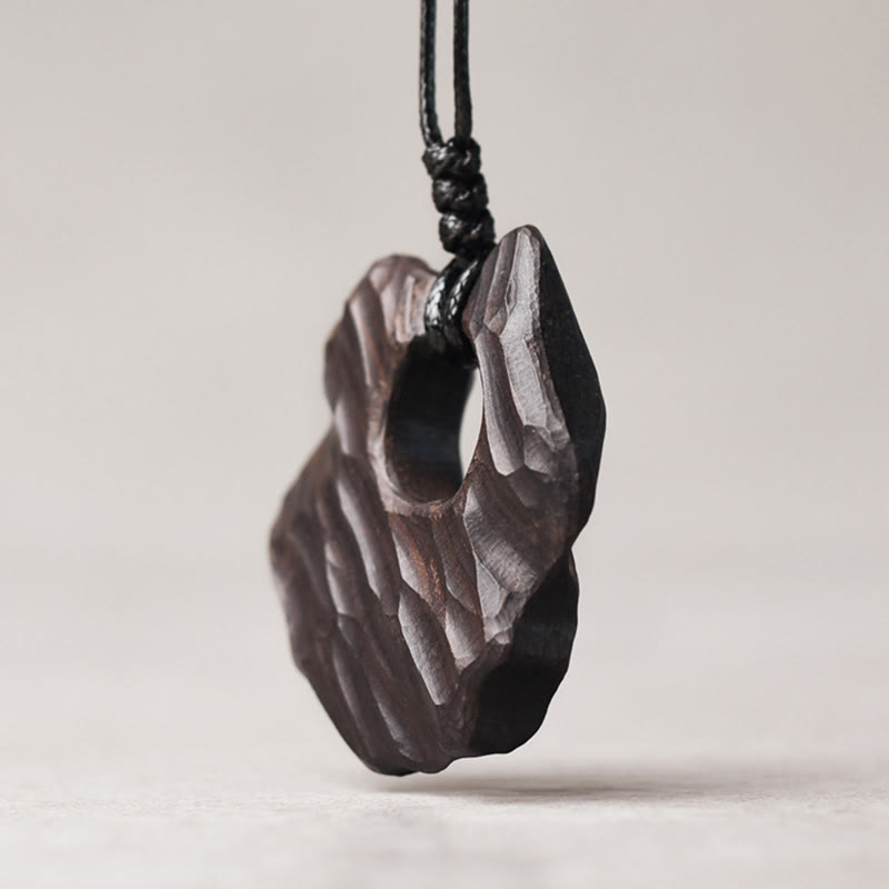 Ebony Wood Spiritual Necklace with Hollow Balance Pendant
