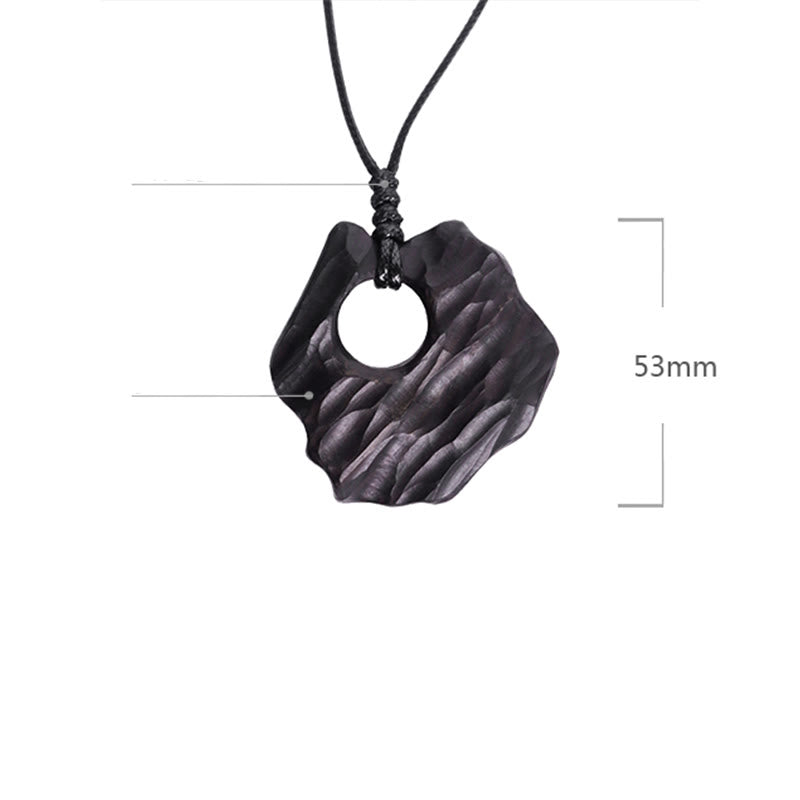 Ebony Wood Spiritual Necklace with Hollow Balance Pendant