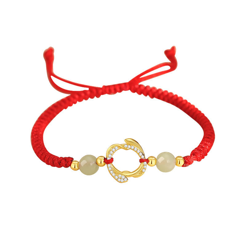 6mm Hetian Jade Red String Protection Bracelet Year of the Snake