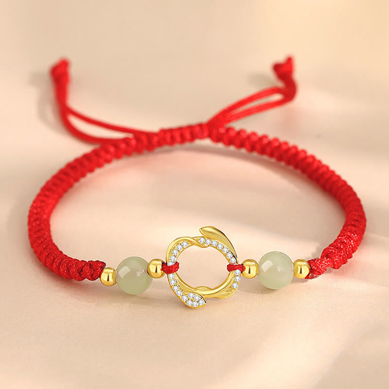 6mm Hetian Jade Red String Protection Bracelet Year of the Snake