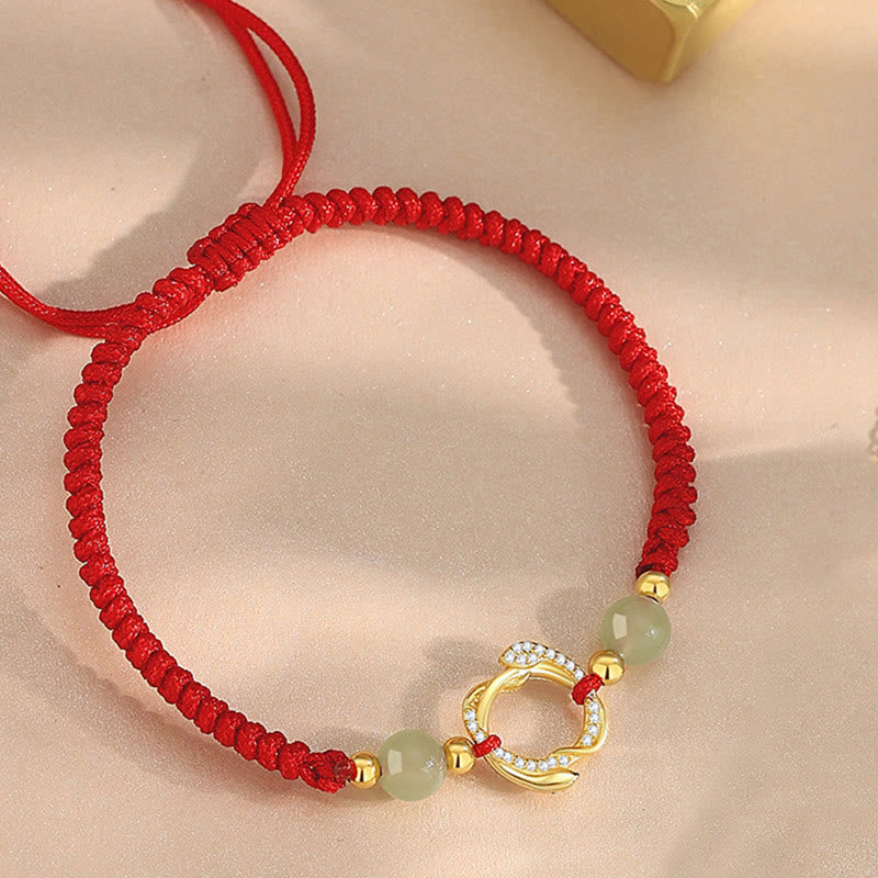 6mm Hetian Jade Red String Protection Bracelet Year of the Snake