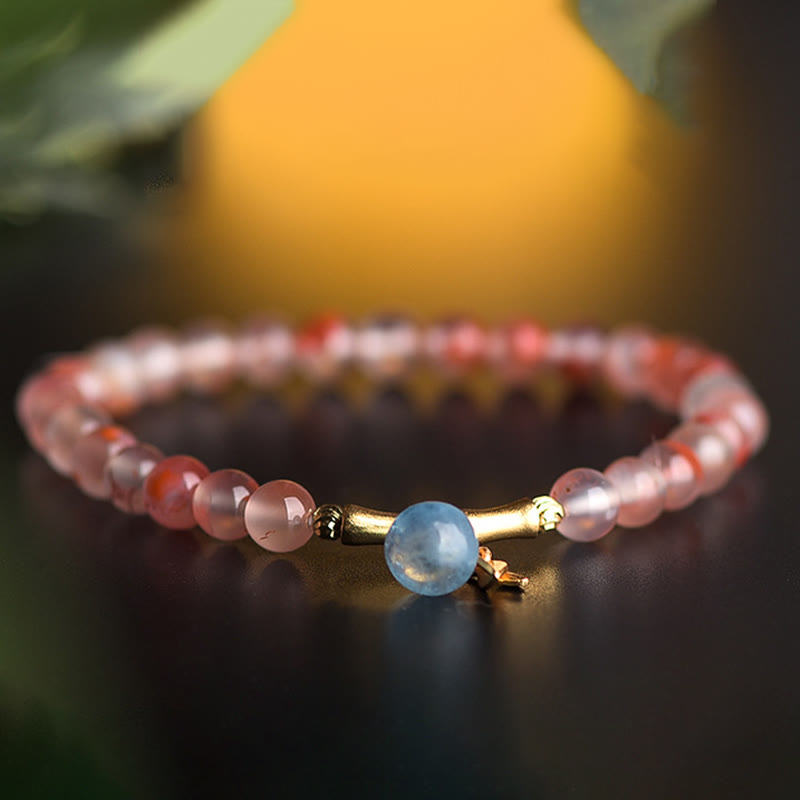 South Red Agate Hetian Jade 6mm Fortune Bracelet