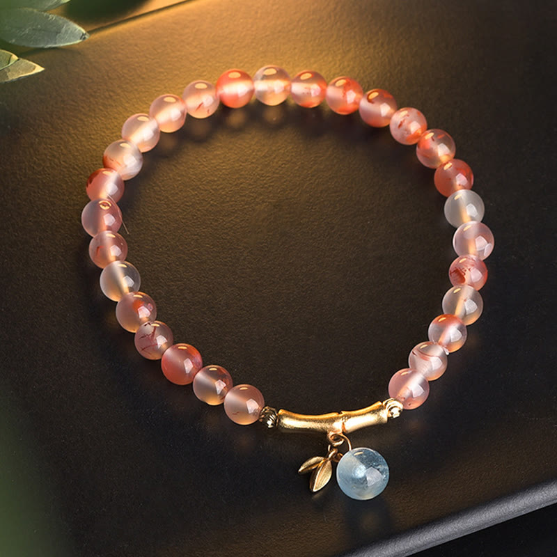 South Red Agate Hetian Jade 6mm Fortune Bracelet