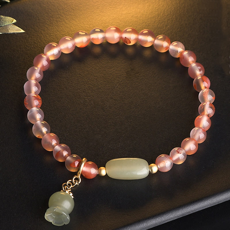 South Red Agate Hetian Jade 6mm Fortune Bracelet