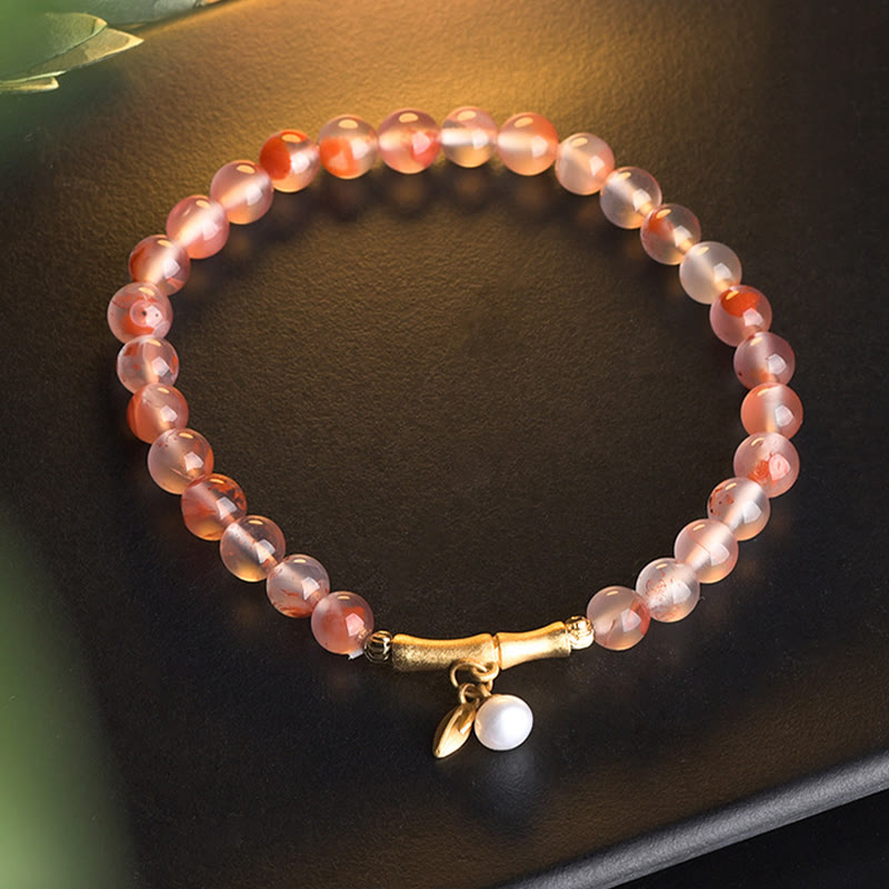 South Red Agate Hetian Jade 6mm Fortune Bracelet