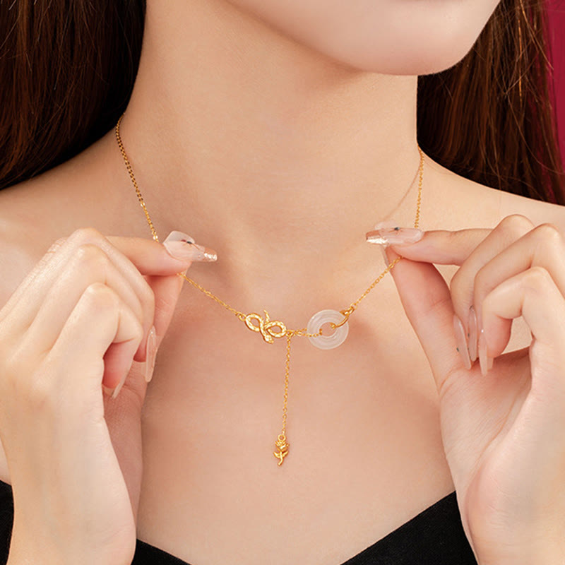 Chalcedony 925 Sterling Silver Year of the Snake Harmony Necklace