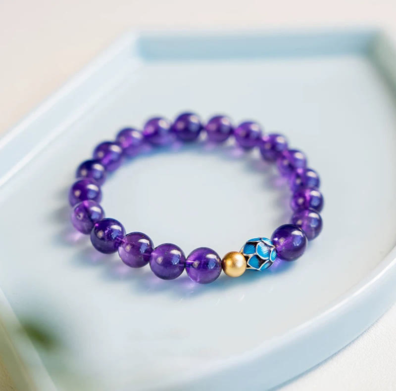 8mm Amethyst Lotus Spiritual Awareness Bracelet