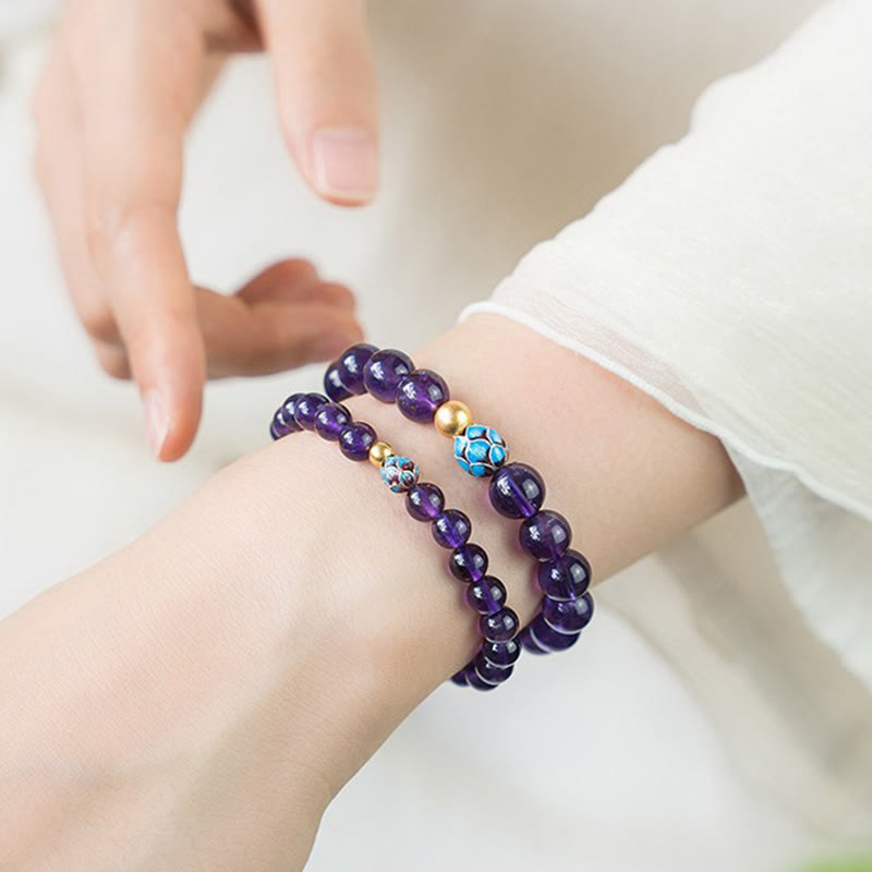 8mm Amethyst Lotus Spiritual Awareness Bracelet