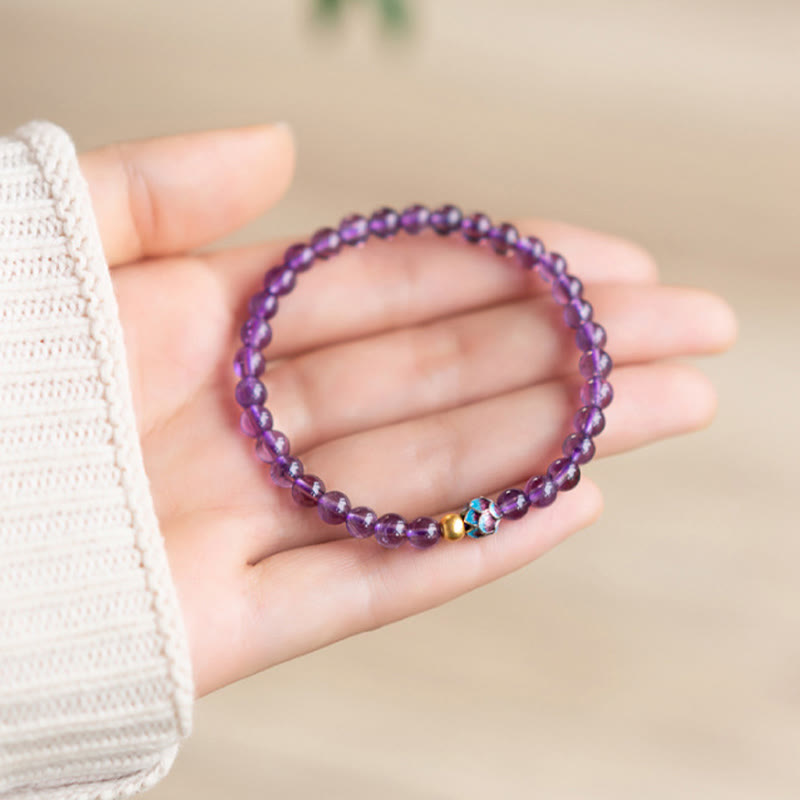 8mm Amethyst Lotus Spiritual Awareness Bracelet
