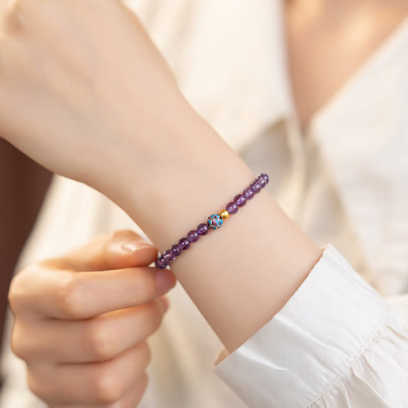 8mm Amethyst Lotus Spiritual Awareness Bracelet