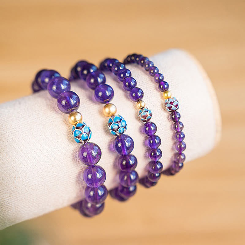 8mm Amethyst Lotus Spiritual Awareness Bracelet