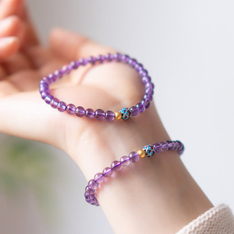 8mm Amethyst Lotus Spiritual Awareness Bracelet