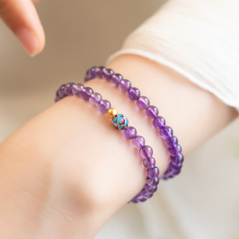 8mm Amethyst Lotus Spiritual Awareness Bracelet