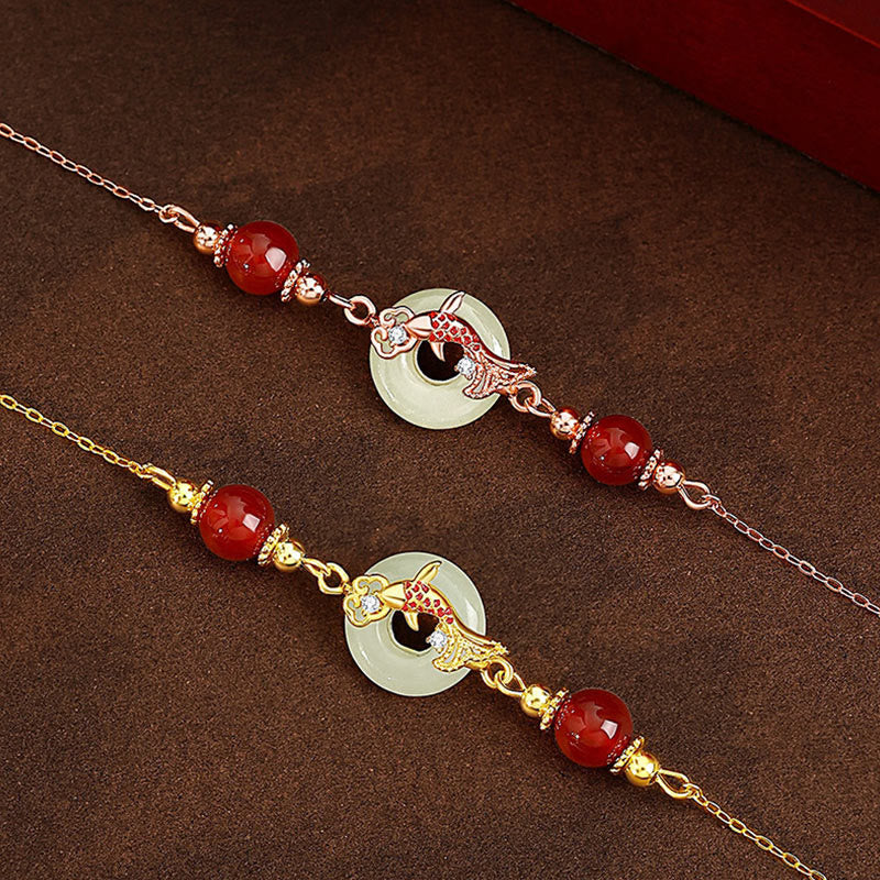Natural Hetian Jade Peace Buckle Bracelet 14-17cm Wrist Size