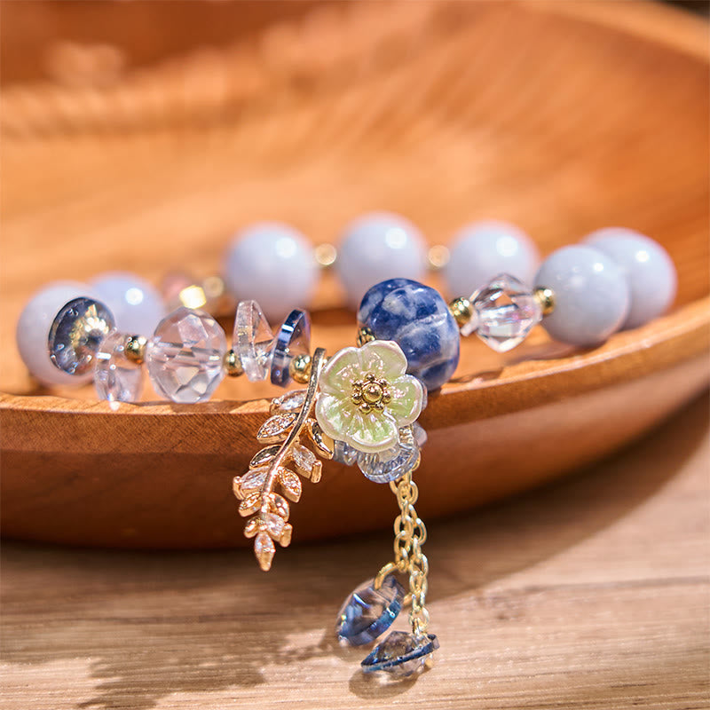 Multi-Stone Healing Bracelet with Flower Accents