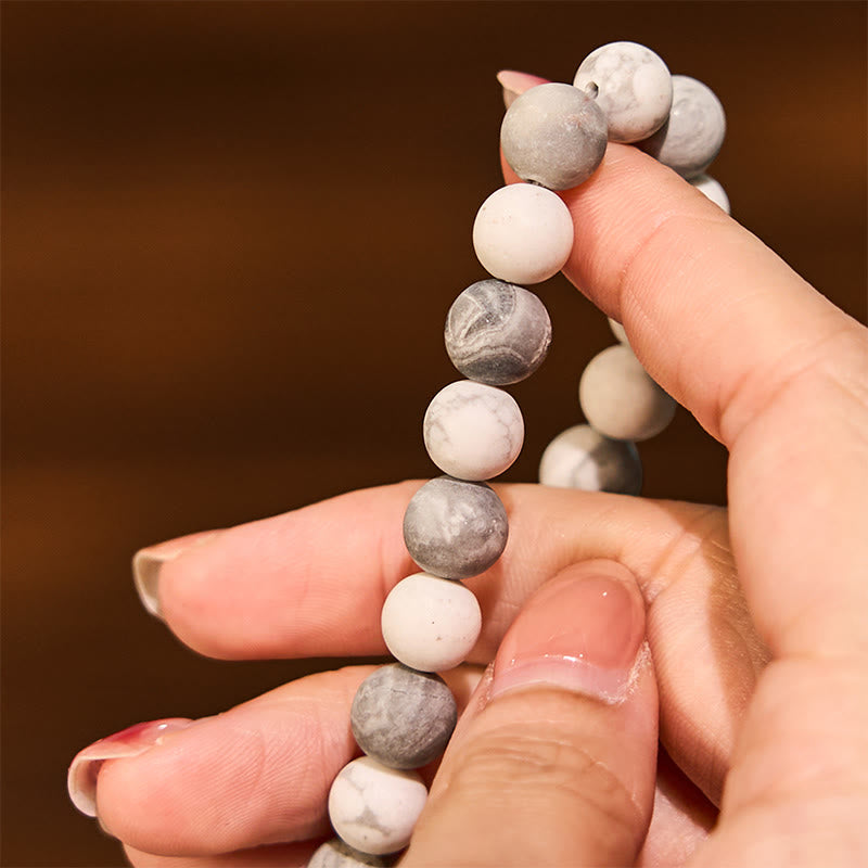 10mm Picasso Jasper White Turquoise Courage Bracelet