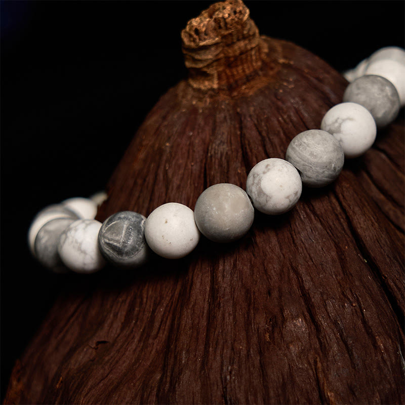 10mm Picasso Jasper White Turquoise Courage Bracelet