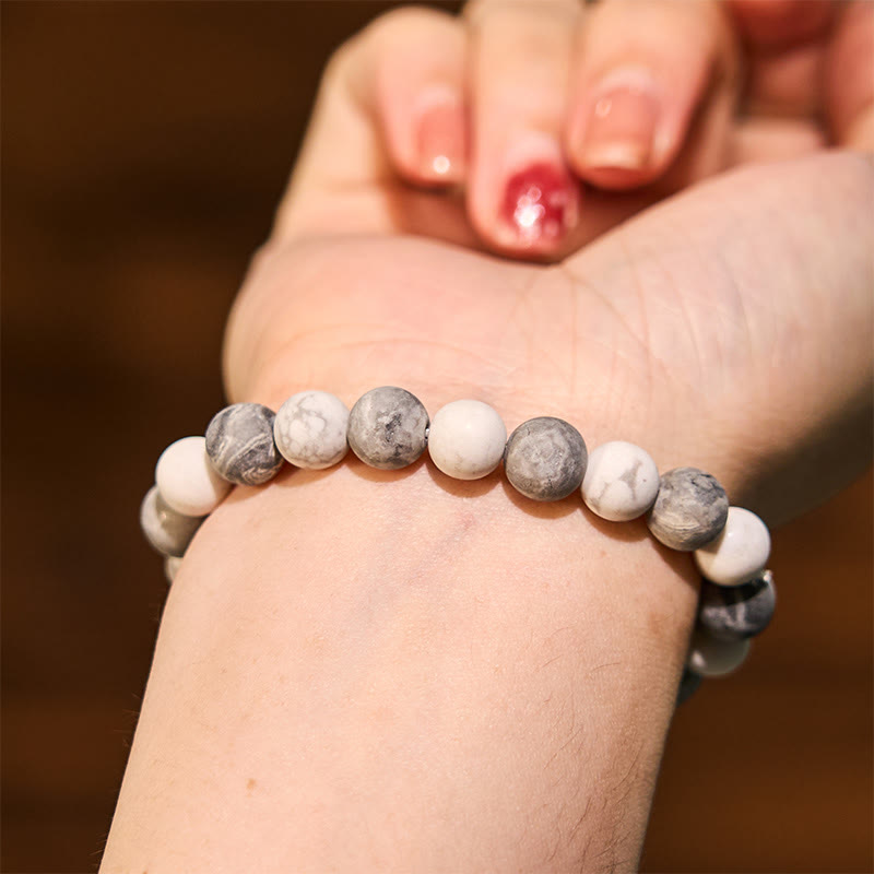 10mm Picasso Jasper White Turquoise Courage Bracelet