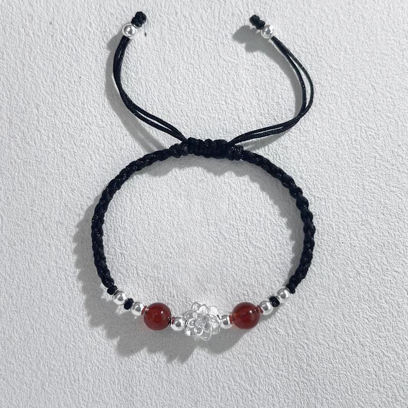 Sterling Silver Lotus Cat’s Eye Protection Bracelet