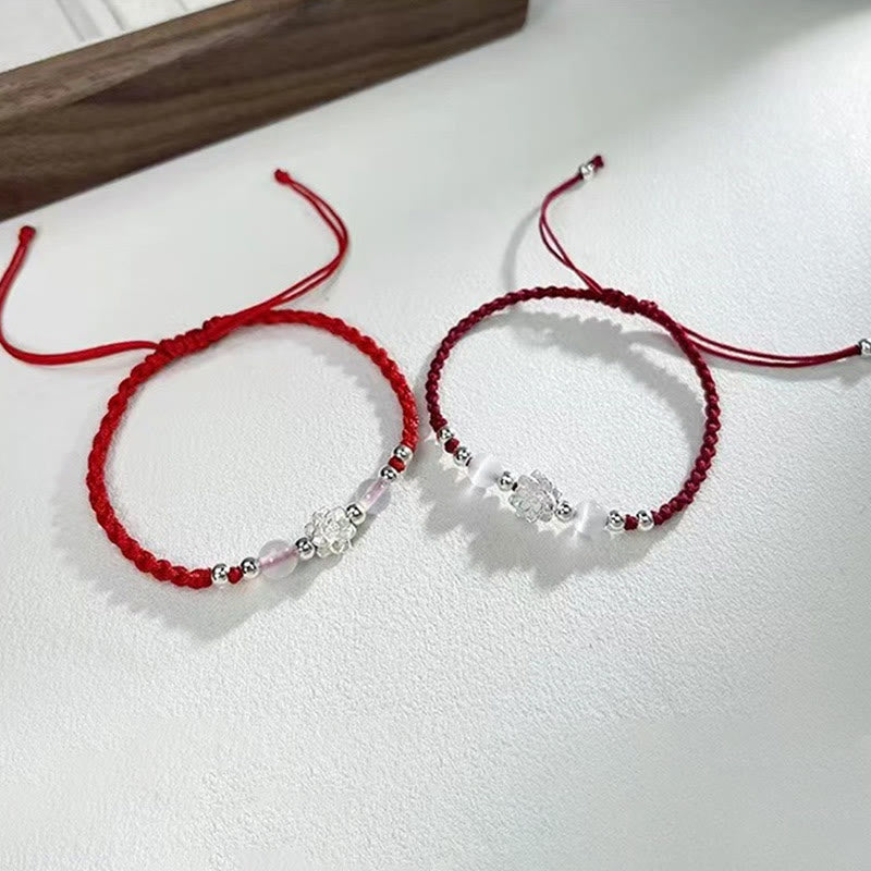 Sterling Silver Lotus Cat’s Eye Protection Bracelet