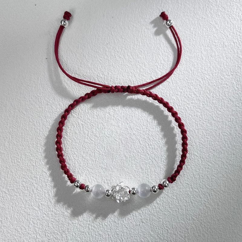 Sterling Silver Lotus Cat’s Eye Protection Bracelet
