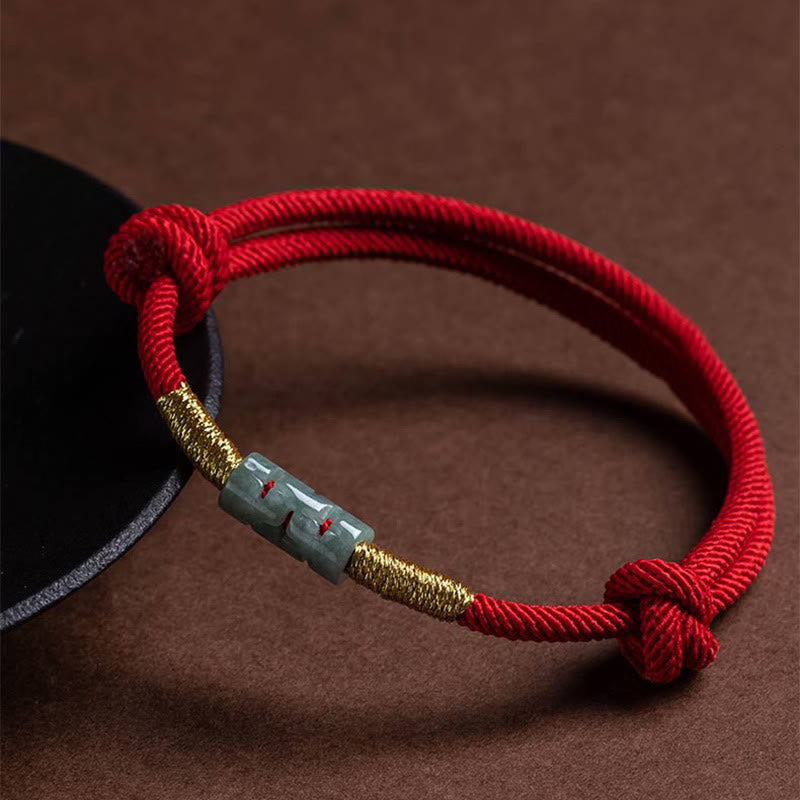 Unisex Adjustable Jade Luck Rope Bracelet for Protection & Good Fortune