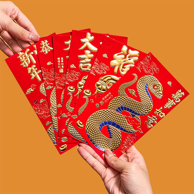 6Pcs Red Envelope Year Of The Snake 2025 Lucky Money Gift