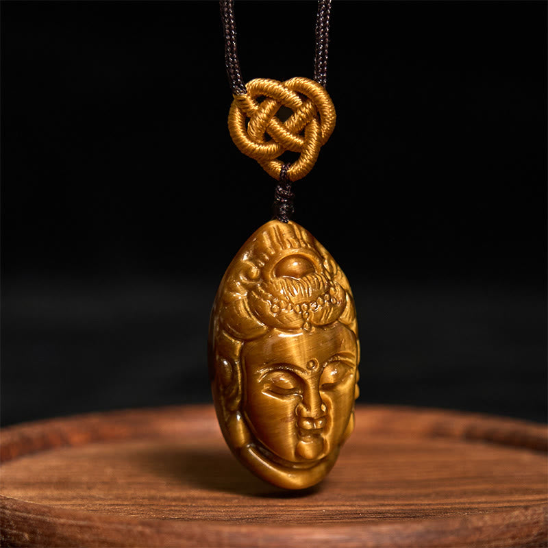 Tiger Eye Avalokitesvara Strength Necklace 6mm Beads