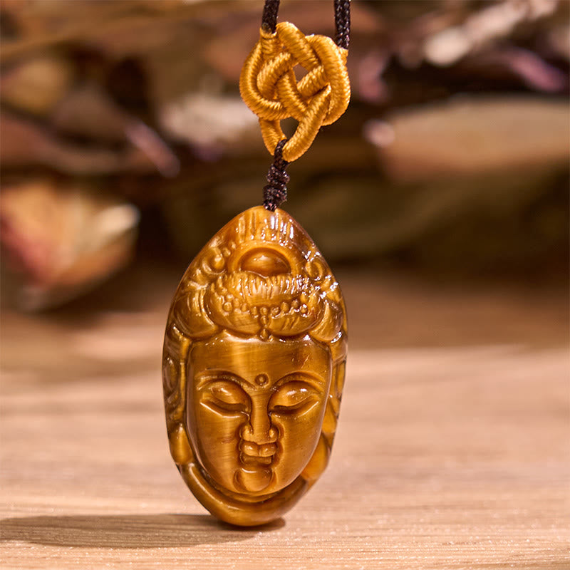 Tiger Eye Avalokitesvara Strength Necklace 6mm Beads