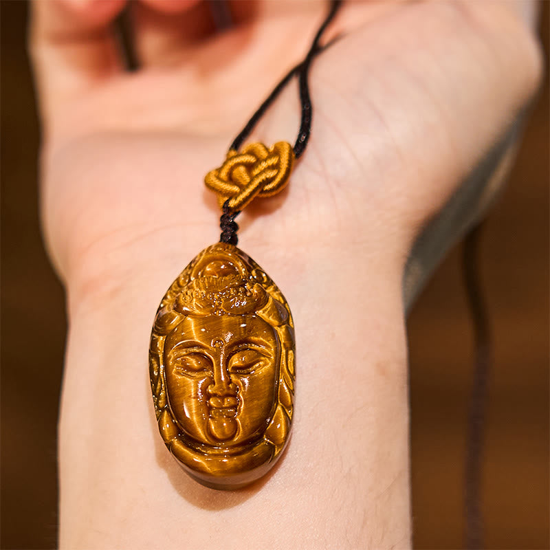 Tiger Eye Avalokitesvara Strength Necklace 6mm Beads
