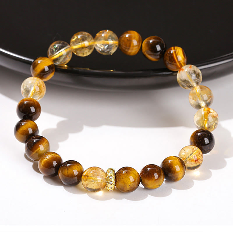 8mm Tiger Eye Citrine Strength Bracelet for Women