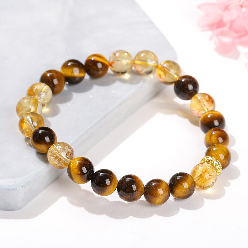 8mm Tiger Eye Citrine Strength Bracelet for Women
