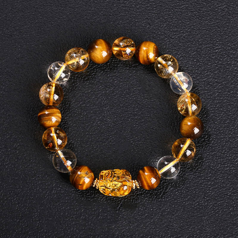 10mm Yellow Tiger Eye Citrine Strength Bracelet Women