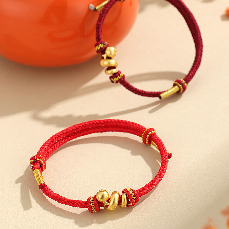 999 Sterling Silver Chinese Zodiac Snake Red String Bracelet