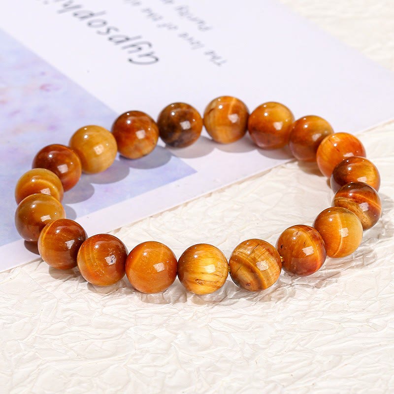 8mm Orange Tiger Eye Strength Bracelet for Focus & Protection